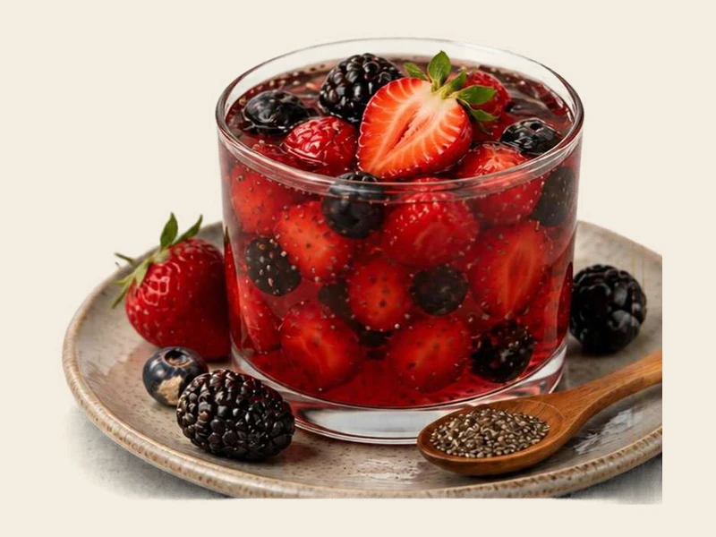 Gelatina de Frutas Vermelhas e Chia Sacietógena
