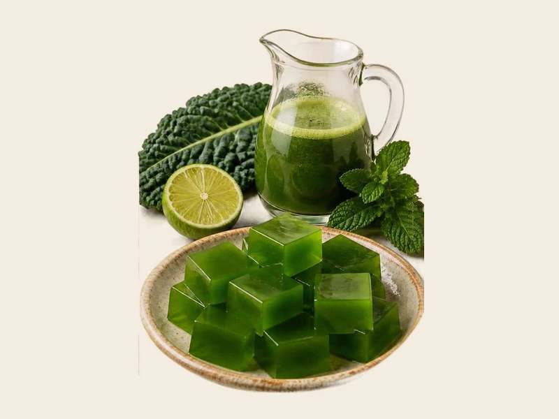 Gelatina Verde Detox (Clorofila, Hortelã e Limão)