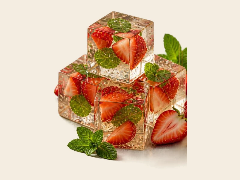 Cubos Digestivos de Morango e Hortelã Fresca